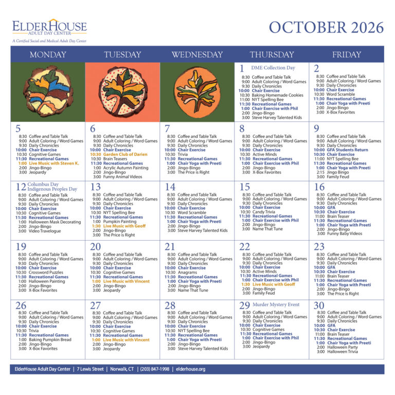 October 2026 Activities Calendar